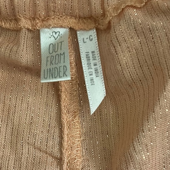 Urban Outfitters Winona Peach Metallic Gold Striped Halter Wide Leg Jumpsuit - L - Picture 15 of 16